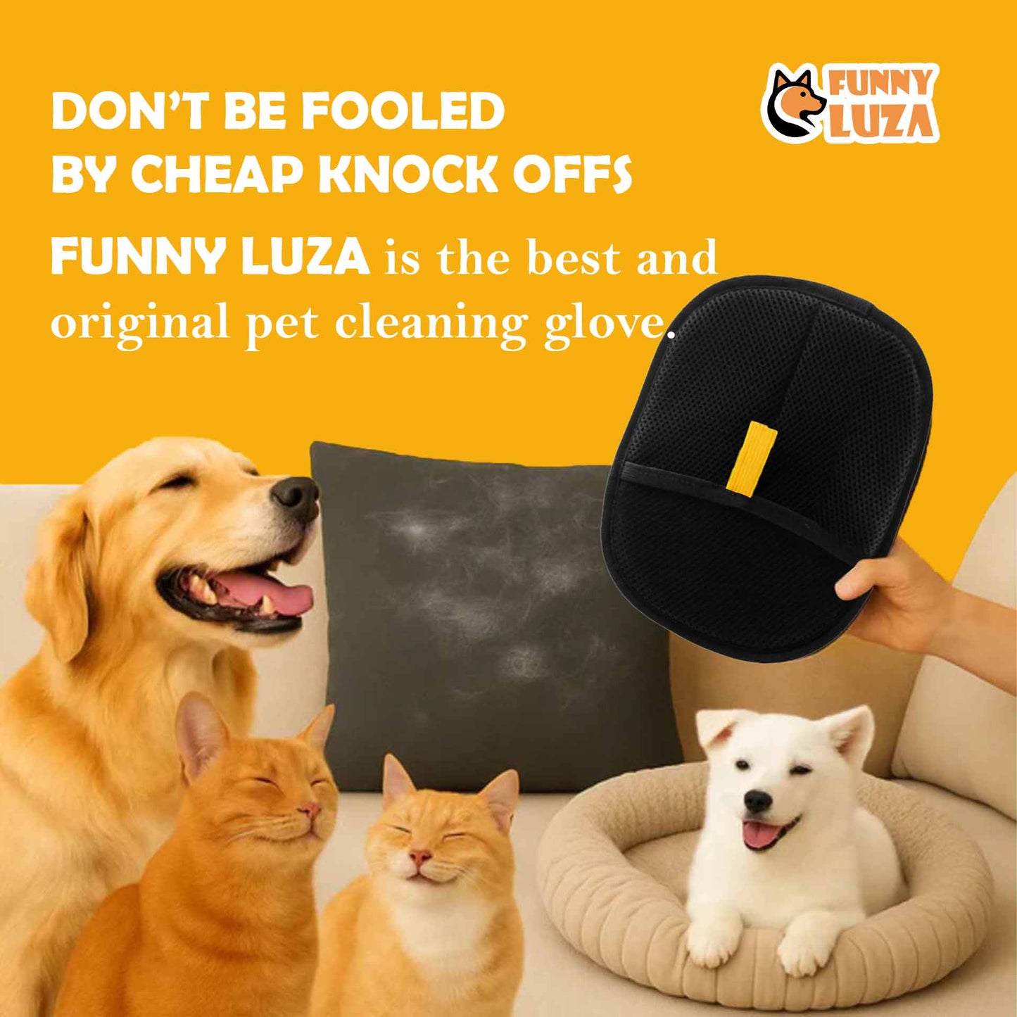 FUNNY LUZA - GLOVE PET HAIR REMOVER GLOVE