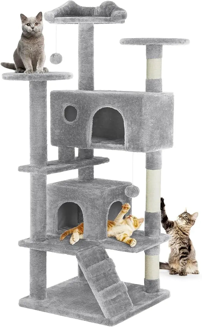 FunnyLuza - Cat Tower with 2 Condos & Scratching Posts