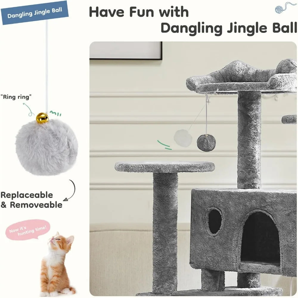 FunnyLuza - Cat Tower with 2 Condos & Scratching Posts