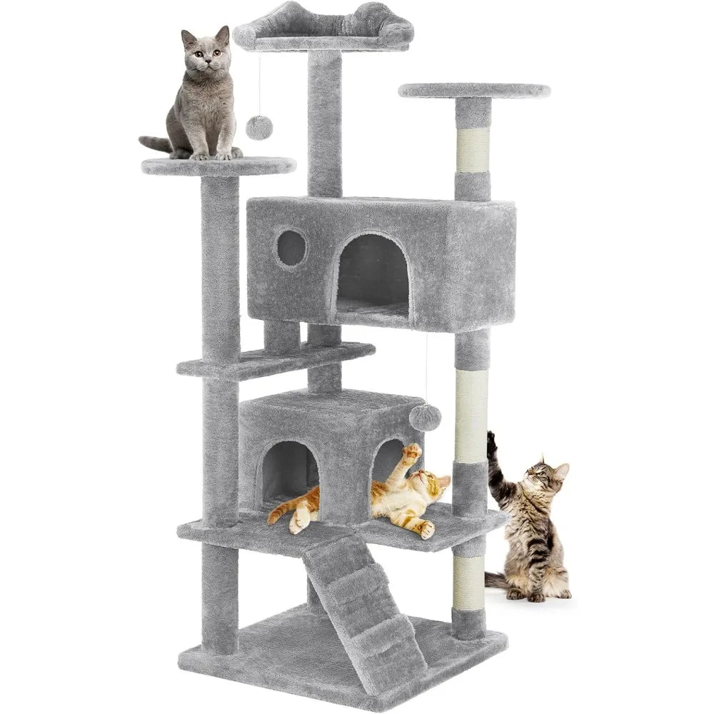 FunnyLuza - Cat Tower with 2 Condos & Scratching Posts