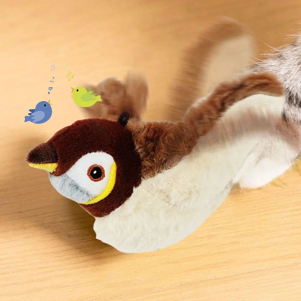 Pet Swing Sparrow Interactive Cat Toys USB Rechargeable Chirping Flapping Bird No Flying with Catnip for Indoor Touch Cats Toys