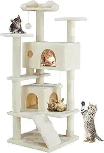 FunnyLuza - Cat Tower with 2 Condos & Scratching Posts